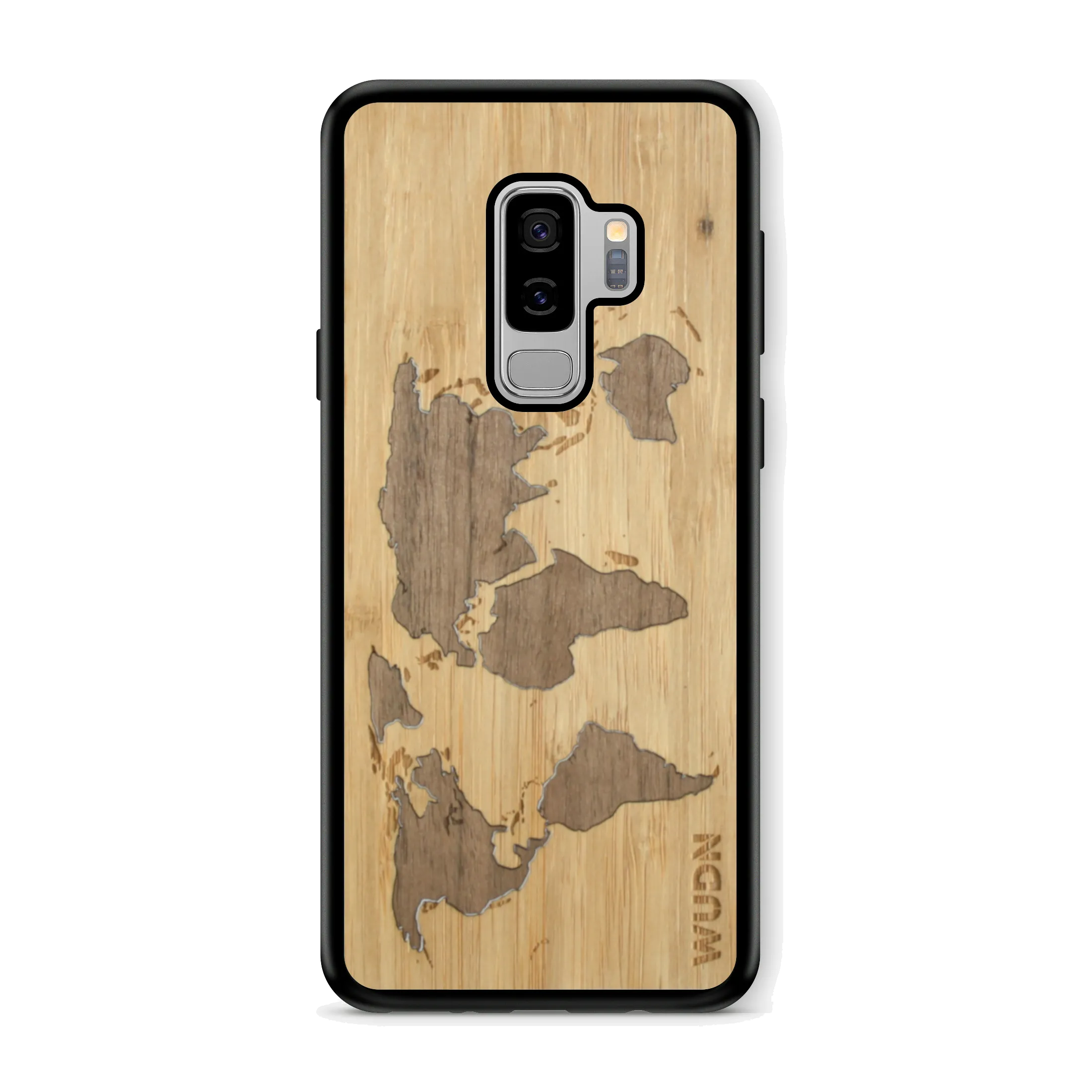 Slim Wooden Phone Case (Bamboo Inlay) | World Map Traveler