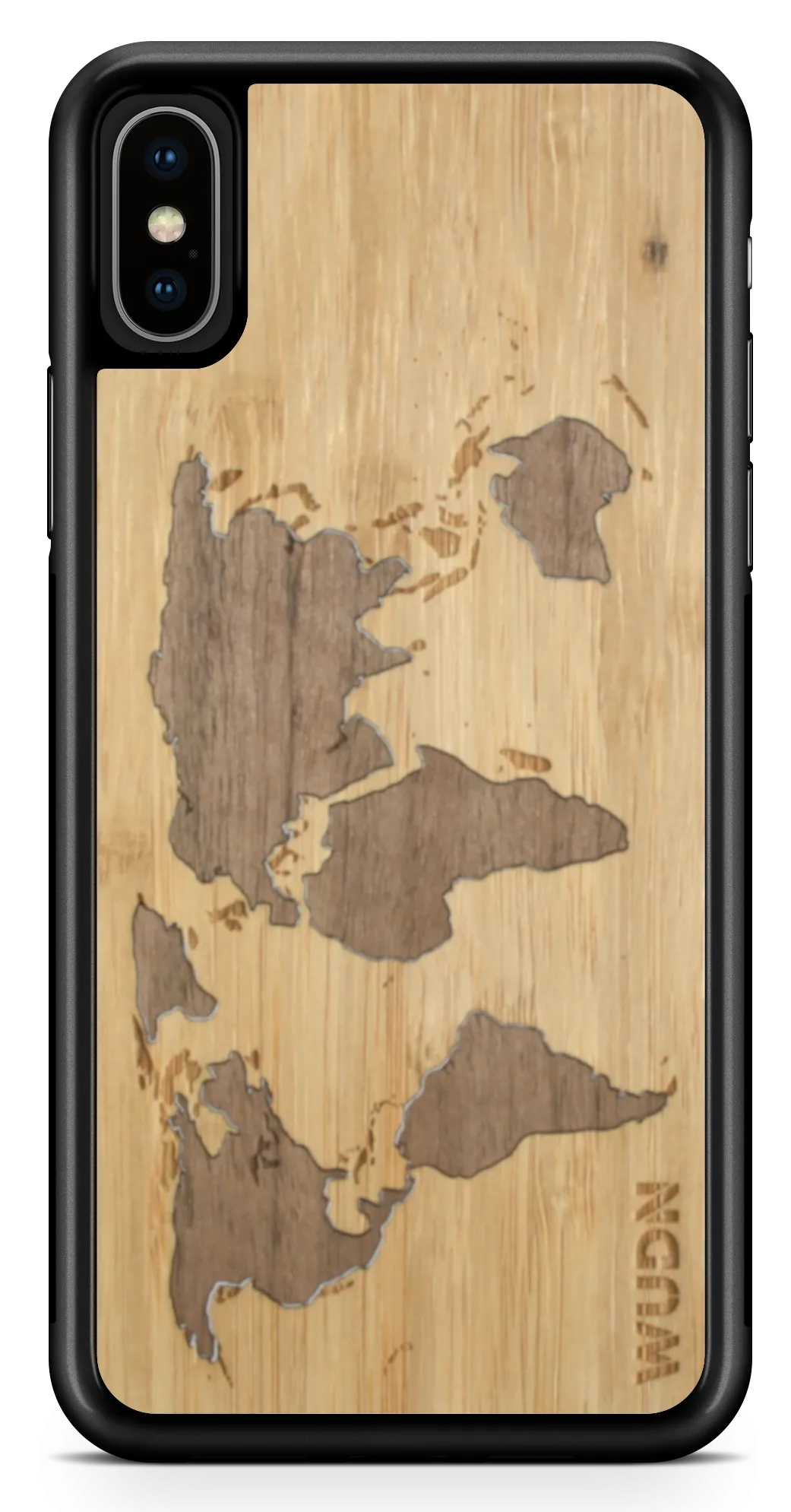 Slim Wooden Phone Case (Bamboo Inlay) | World Map Traveler