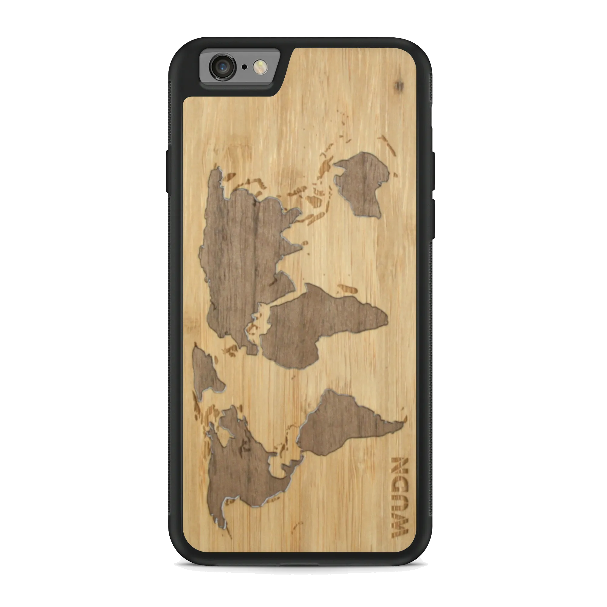 Slim Wooden Phone Case (Bamboo Inlay) | World Map Traveler