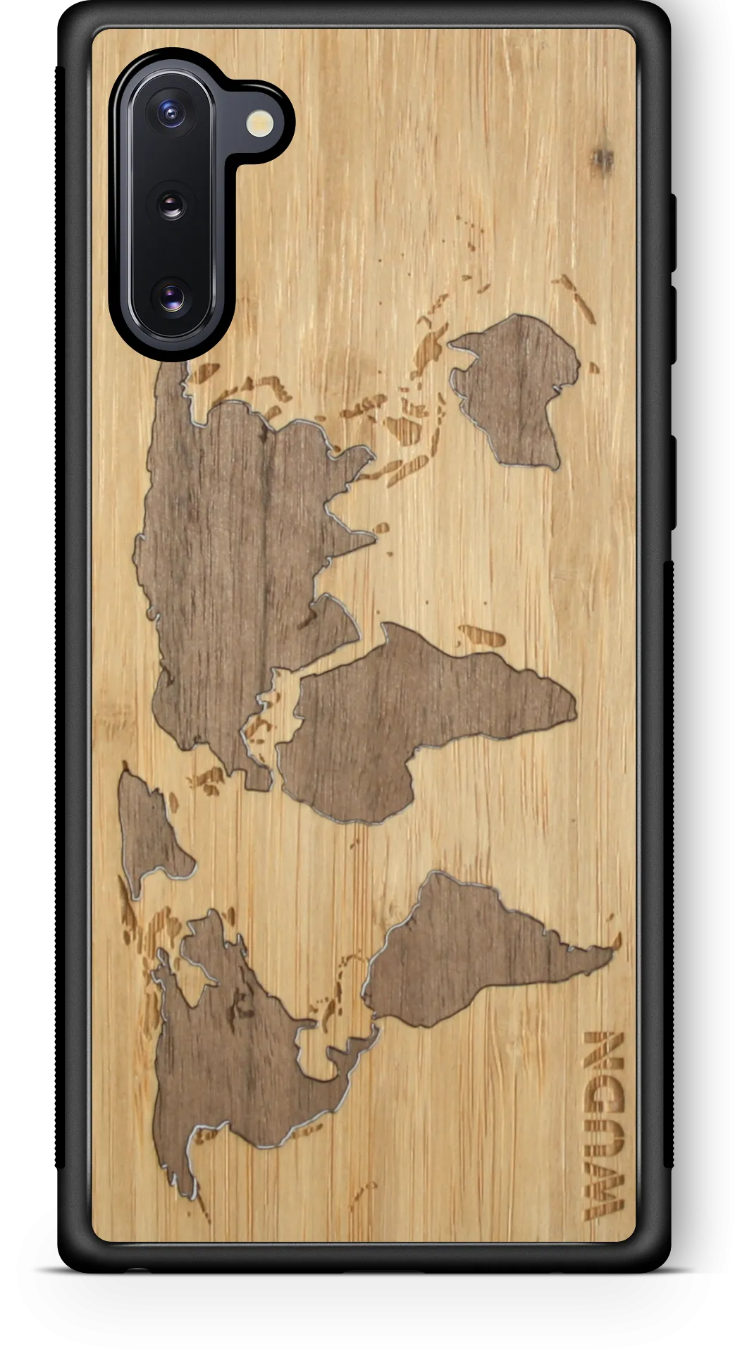 Slim Wooden Phone Case (Bamboo Inlay) | World Map Traveler