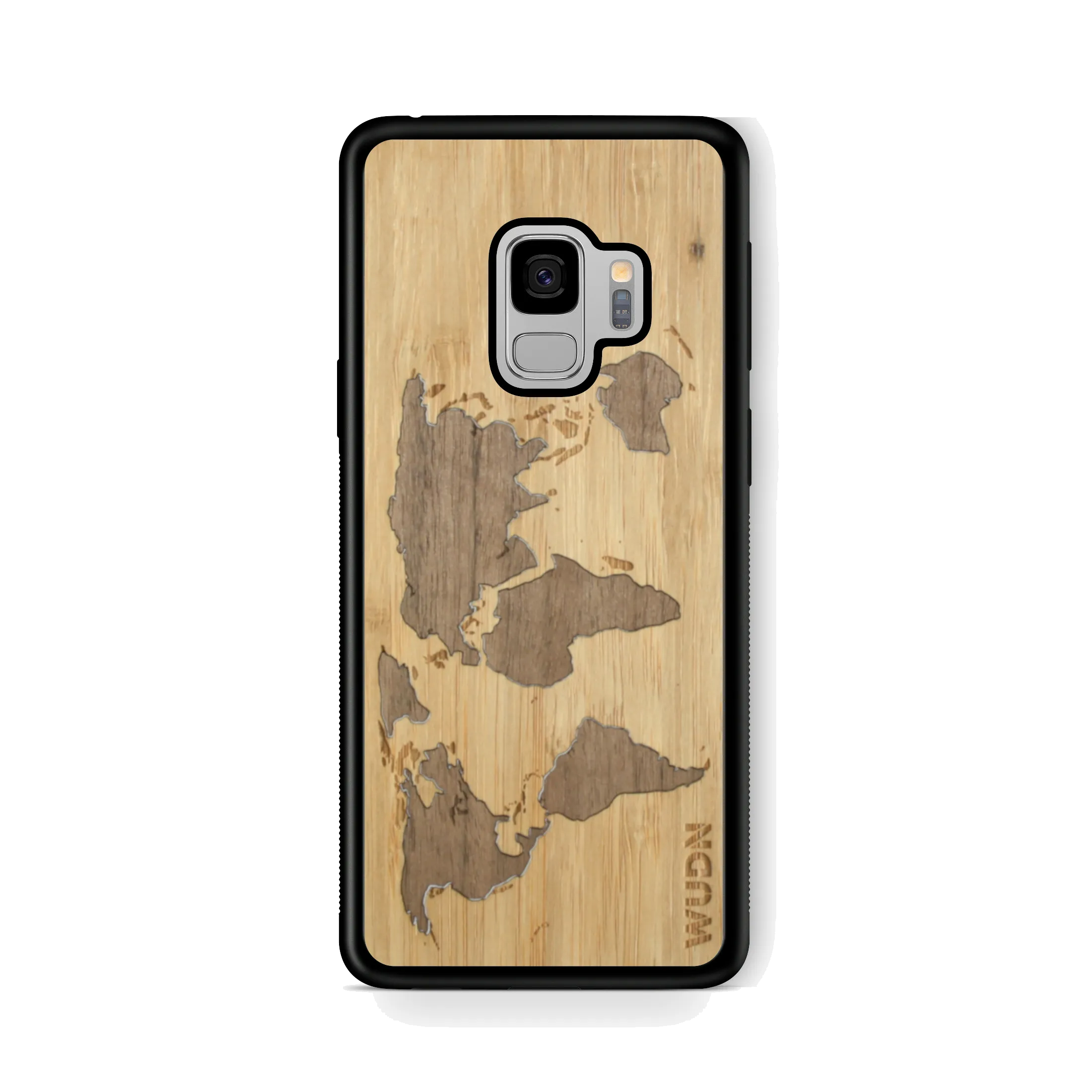 Slim Wooden Phone Case (Bamboo Inlay) | World Map Traveler