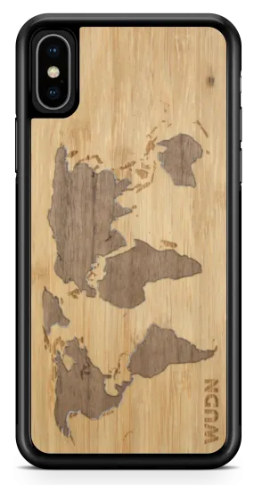 Slim Wooden Phone Case (Bamboo Inlay) | World Map Traveler