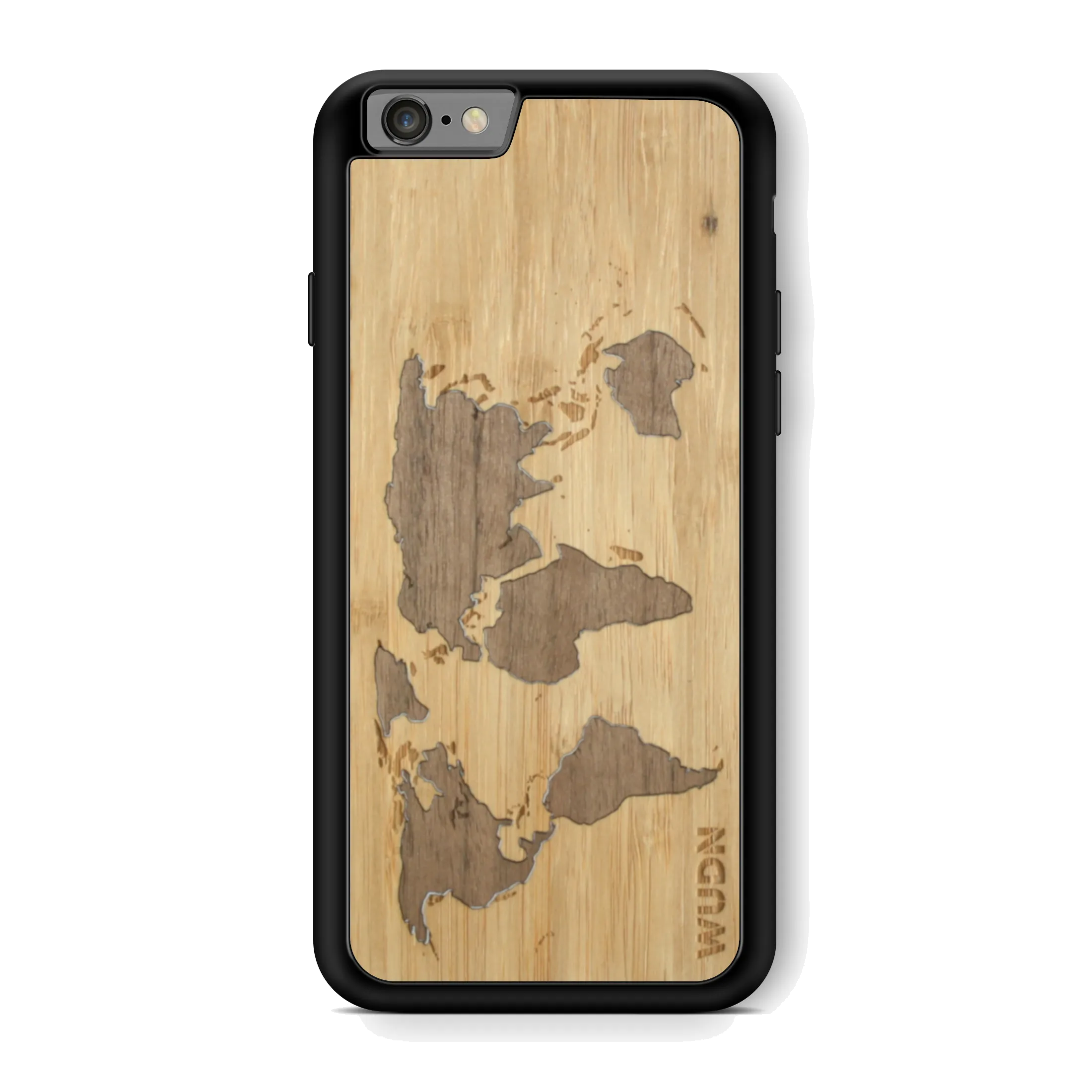 Slim Wooden Phone Case (Bamboo Inlay) | World Map Traveler