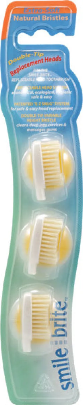 SMILE BRITE - Replacement Heads Natural Double-Tip X-Soft - 3 Heads