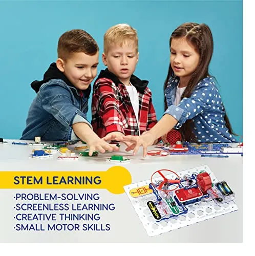 Snap Circuits Jr. SC-100 Electronics Exploration Kit, Over 100 Projects, Full Color Project Manual, 28 Snap Circuits Parts, STEM Educational Toy for Kids 8  