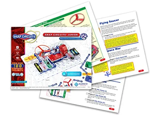 Snap Circuits Jr. SC-100 Electronics Exploration Kit, Over 100 Projects, Full Color Project Manual, 28 Snap Circuits Parts, STEM Educational Toy for Kids 8  