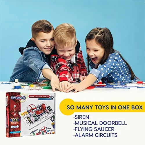 Snap Circuits Jr. SC-100 Electronics Exploration Kit, Over 100 Projects, Full Color Project Manual, 28 Snap Circuits Parts, STEM Educational Toy for Kids 8  