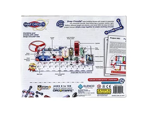 Snap Circuits Jr. SC-100 Electronics Exploration Kit, Over 100 Projects, Full Color Project Manual, 28 Snap Circuits Parts, STEM Educational Toy for Kids 8  