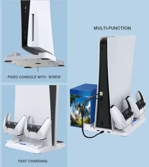 SOLD (Electronics) PS5 Stand and Cooling Station with Dual Controller & Charging Station/Compatible with PS5 Controller, Compact PS5