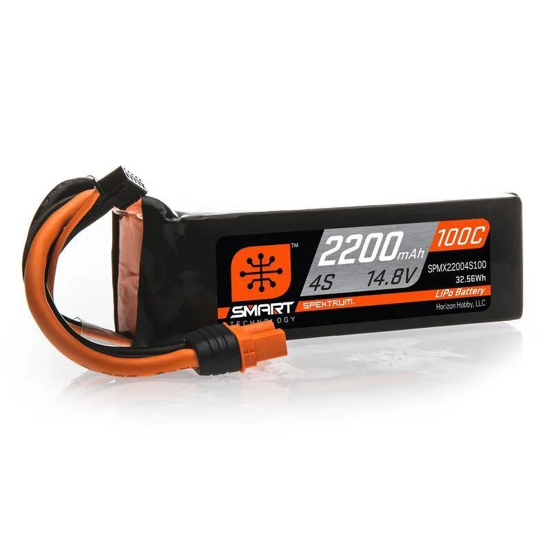 Spektrum 2200mAh 4S 14.8V 100C Smart LiPo Battery; IC3 SPMX22004S100