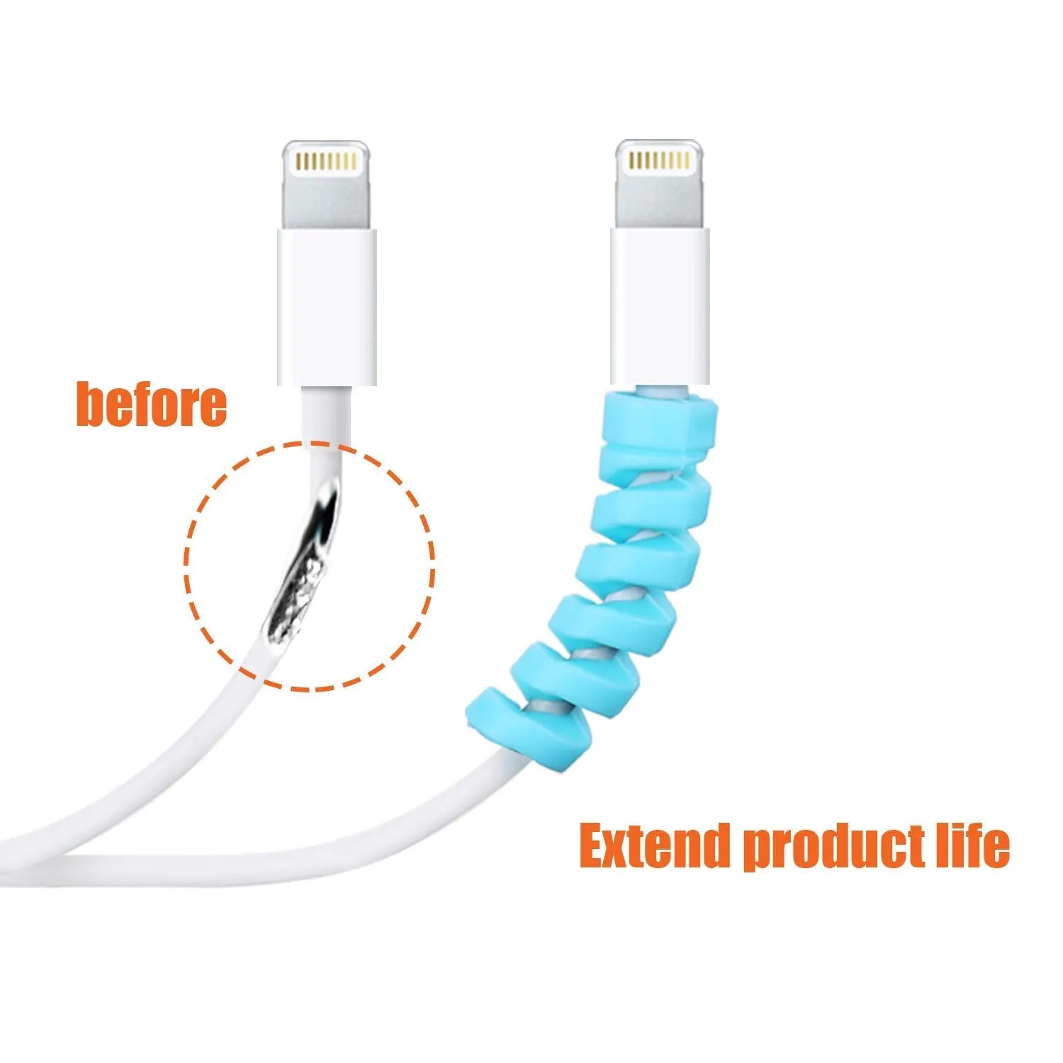 Spiral Charger Spiral Charger Cable Protectors for Wires Data Cable Saver Charging Cord Protective Cable Cover Set of 2