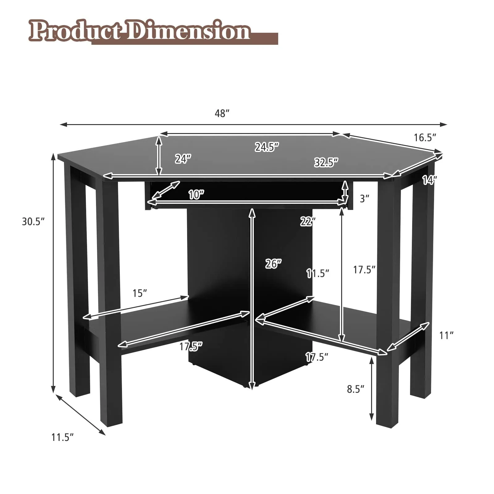 Tangkula White Corner Desk, Corner Computer Desk with Smooth Keyboard Tray for Small Space