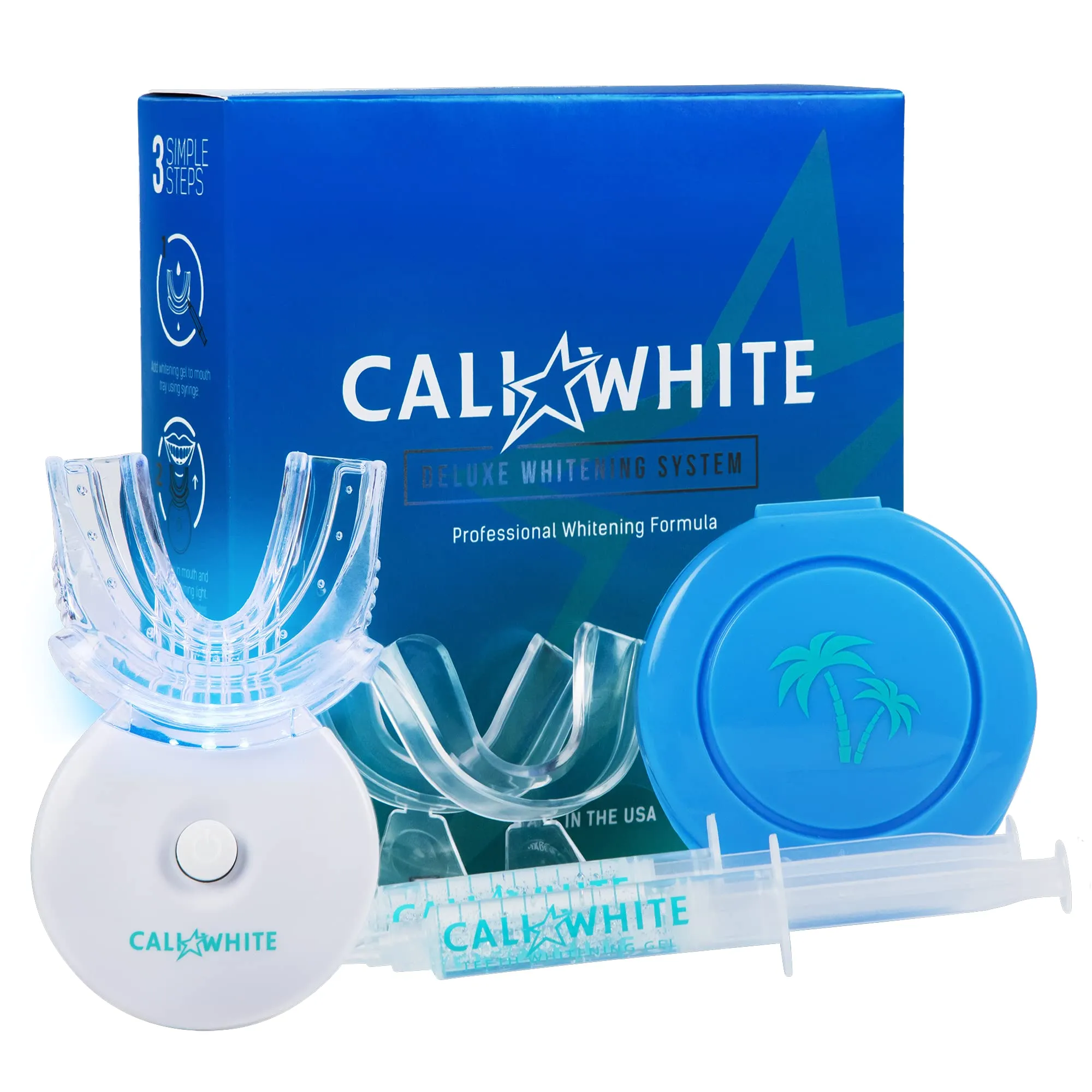 Teeth Whitening Strip Kit With Led Light   Batteries - Organic Peroxide Teeth