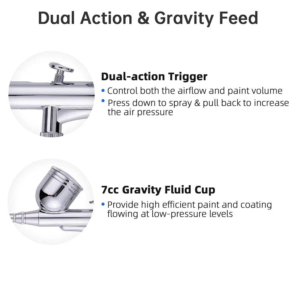 TheLAShop 0.3mm Nozzle Dual Action Gravity Feed Makeup Airbrush