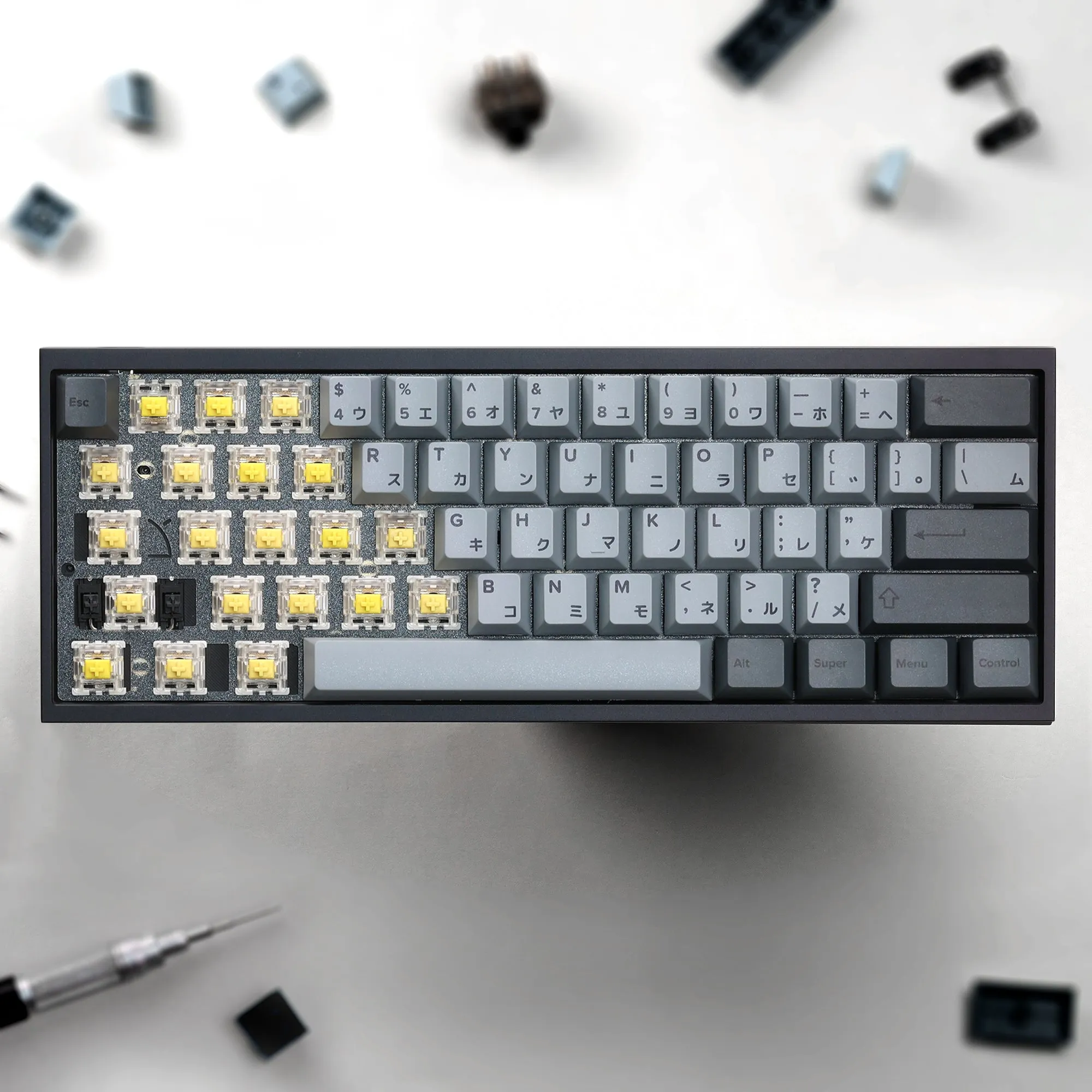 Tofu60 DZ60RGB ANSI Mechanical Keyboard With Cement Grey Japanese PBT Keycaps