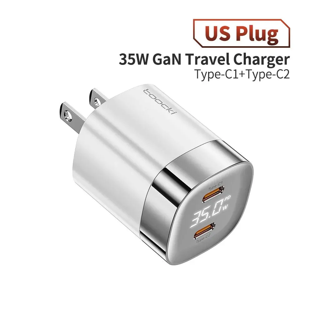 Toocki 35W USB Phone Charger GaN USB Type C Quick Charge PD3.0 High Speed Charger Korea EU Plug for Laptop Xiaomi iPhone 13 12