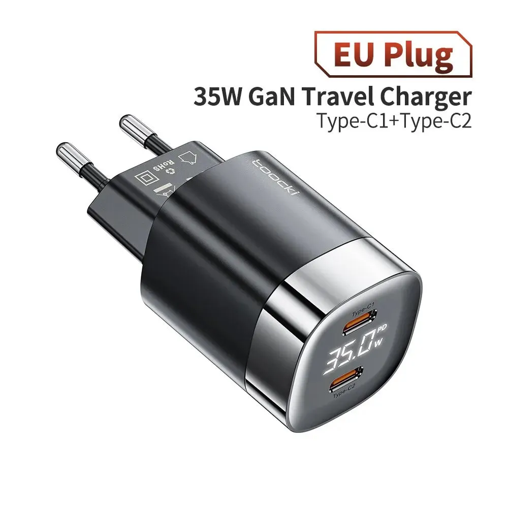 Toocki 35W USB Phone Charger GaN USB Type C Quick Charge PD3.0 High Speed Charger Korea EU Plug for Laptop Xiaomi iPhone 13 12