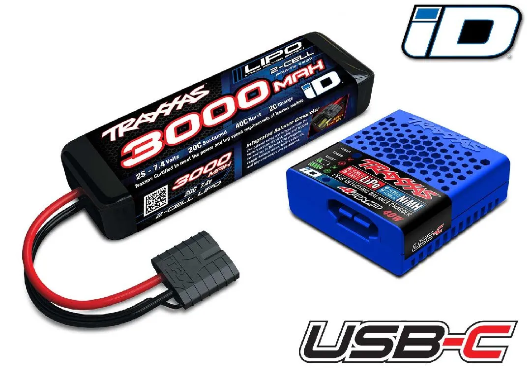 Traxxas 2S 3000mah Lipo w/USB-C Completer Pack