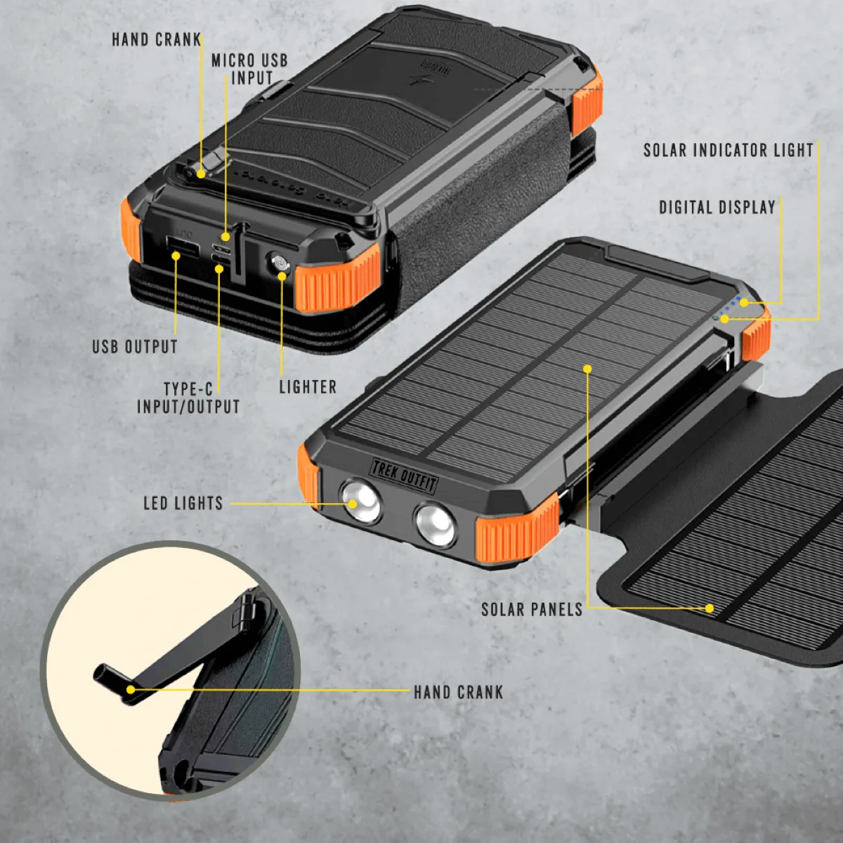 Trek Outfit Solar Power Bank - 45800mAh with Wireless Charging