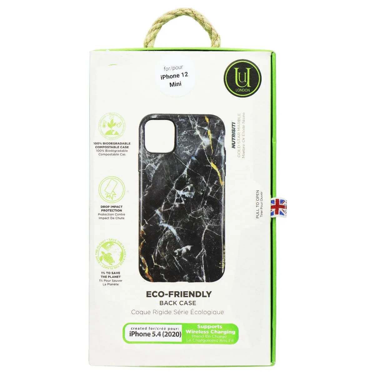 Uunique London Eco-Friendly Case for Apple iPhone 12 Mini - Black Marble