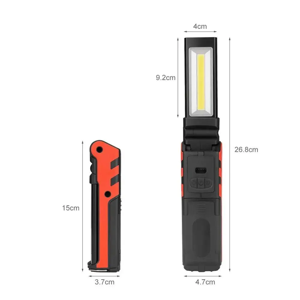 Versatile Dimmable COB LED Work Light - USB Rechargeable Inspection Lamp with Magnetic Hook & 2300mAh Power Bank Battery