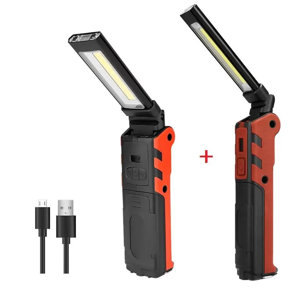 Versatile Dimmable COB LED Work Light - USB Rechargeable Inspection Lamp with Magnetic Hook & 2300mAh Power Bank Battery