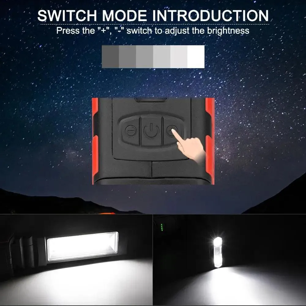 Versatile Dimmable COB LED Work Light - USB Rechargeable Inspection Lamp with Magnetic Hook & 2300mAh Power Bank Battery