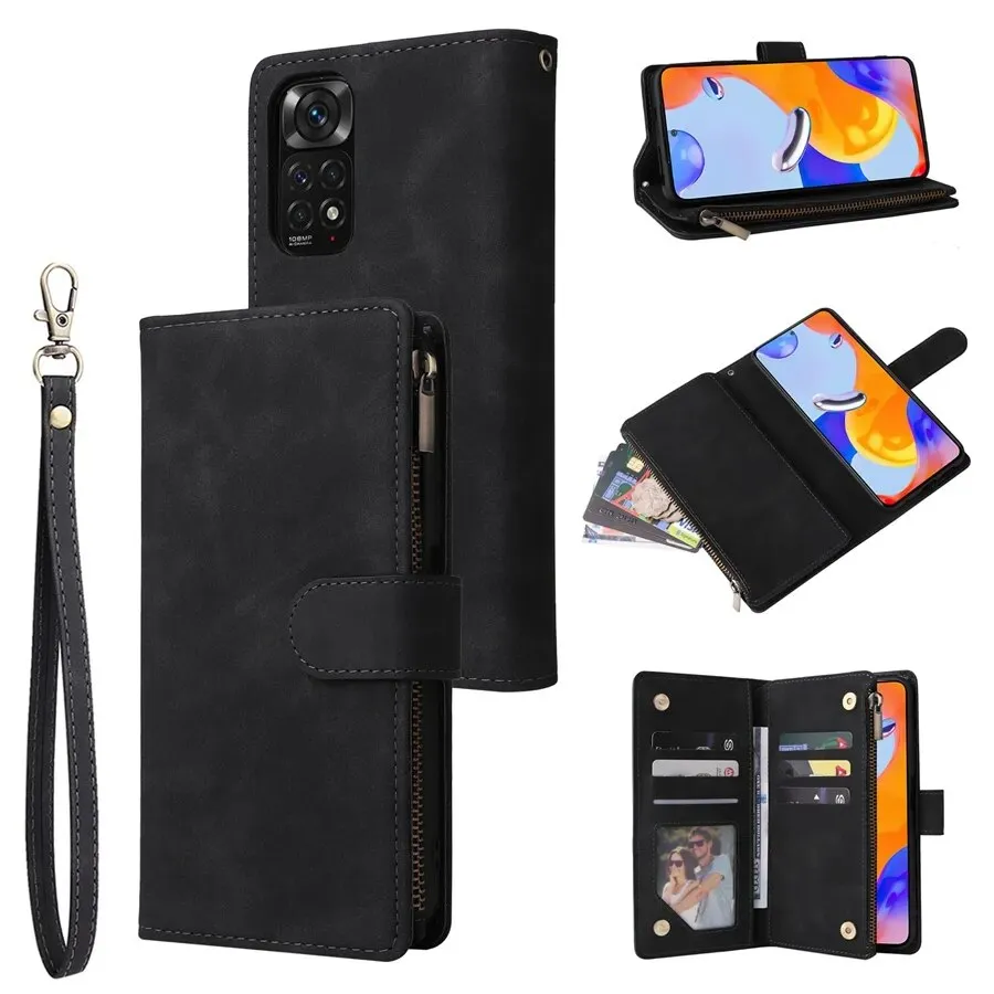 Wallet Multi-Card Zipper Flip Leather Case For Xiaomi Redmi 10C 9A 9C 9T 8 Note 12 Pro 11 Pro 10 Pro 9 Pro 8 7 Poco X5 Pro 12T