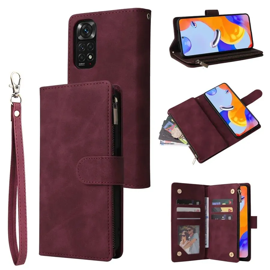 Wallet Multi-Card Zipper Flip Leather Case For Xiaomi Redmi 10C 9A 9C 9T 8 Note 12 Pro 11 Pro 10 Pro 9 Pro 8 7 Poco X5 Pro 12T