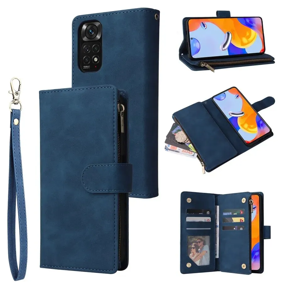 Wallet Multi-Card Zipper Flip Leather Case For Xiaomi Redmi 10C 9A 9C 9T 8 Note 12 Pro 11 Pro 10 Pro 9 Pro 8 7 Poco X5 Pro 12T