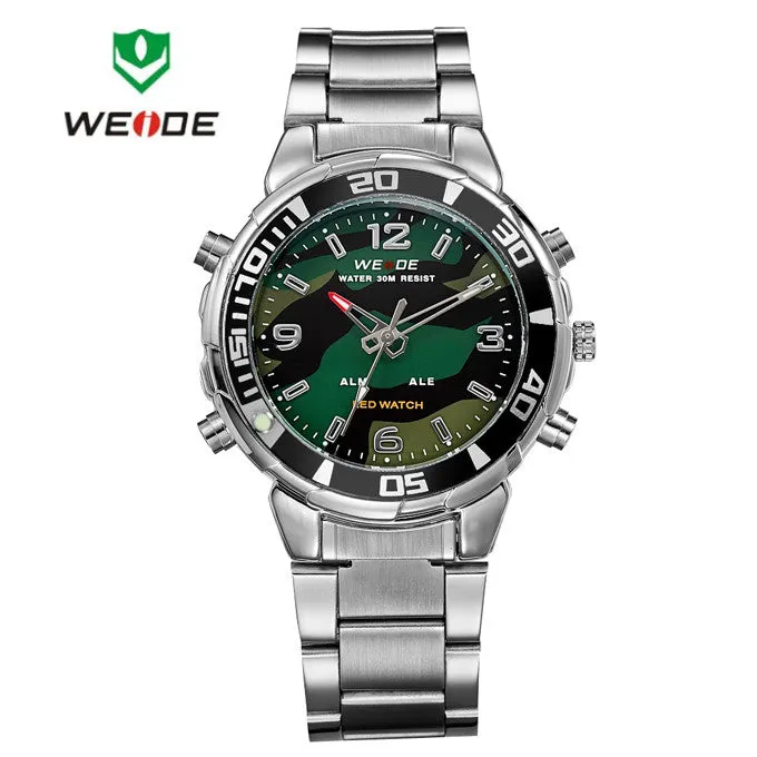 WEIDE Army Watch Men Quartz Military Sports Watches Luxury Brand Analog Digital LED Display 3ATM Waterproofed Wristwatch