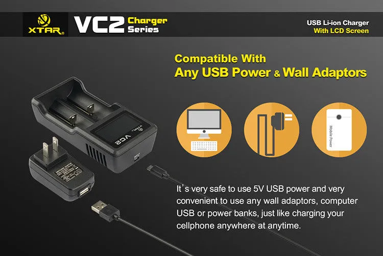 Xtar VC2 USB Li-ion Battery Charger