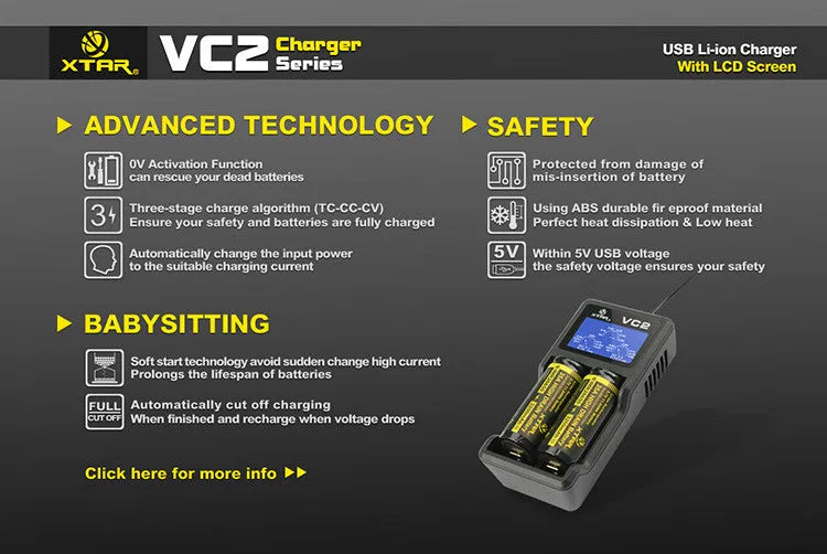 Xtar VC2 USB Li-ion Battery Charger