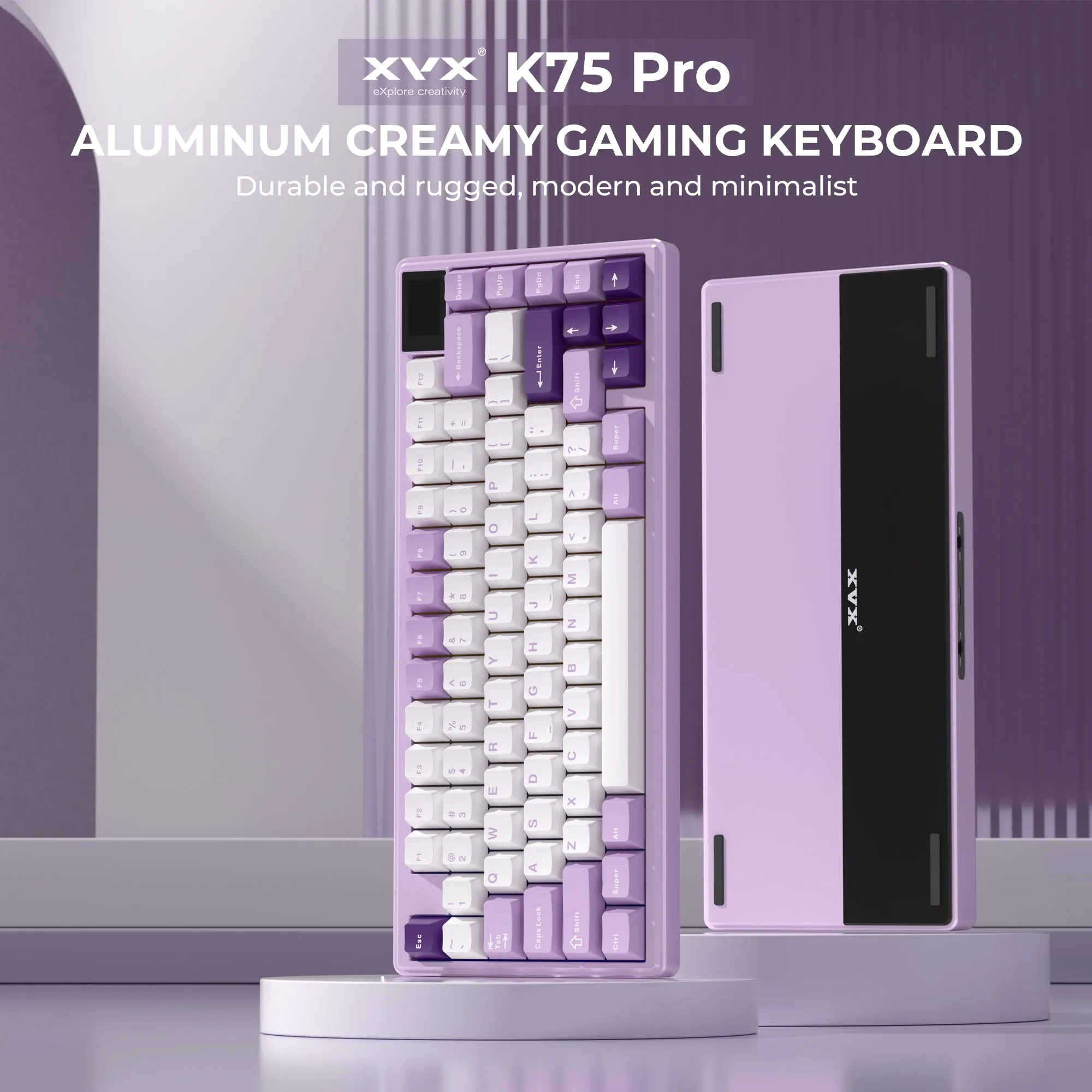 XVX K75 Pro CNC Aluminum Mechanical Keyboard Hot Swap Switchs Flex Cuts PCB With PBT Keycaps