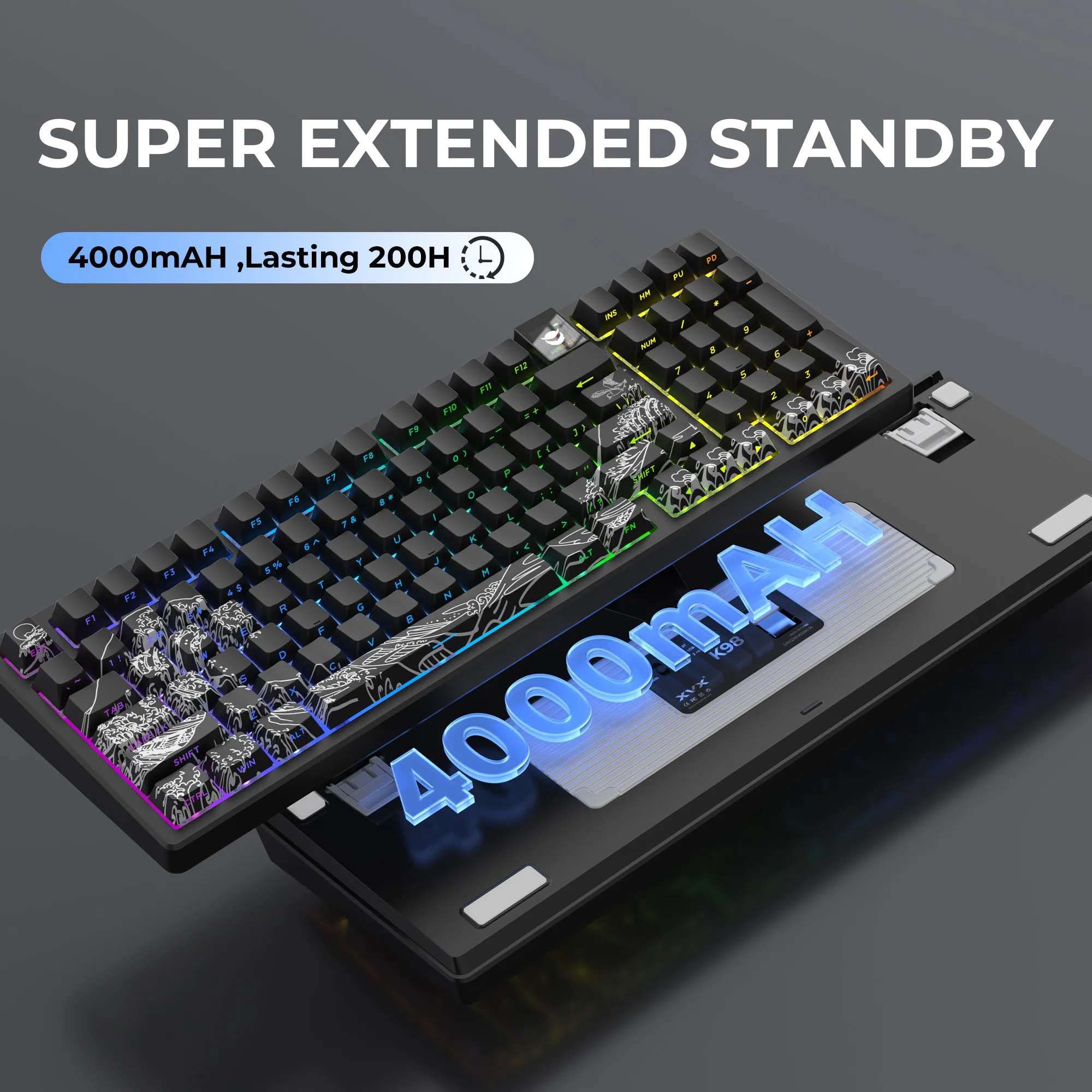 XVX K98 Tri-Mode Smart Display Mechanical Keyboard (Coral Sea/Gundam SEED)