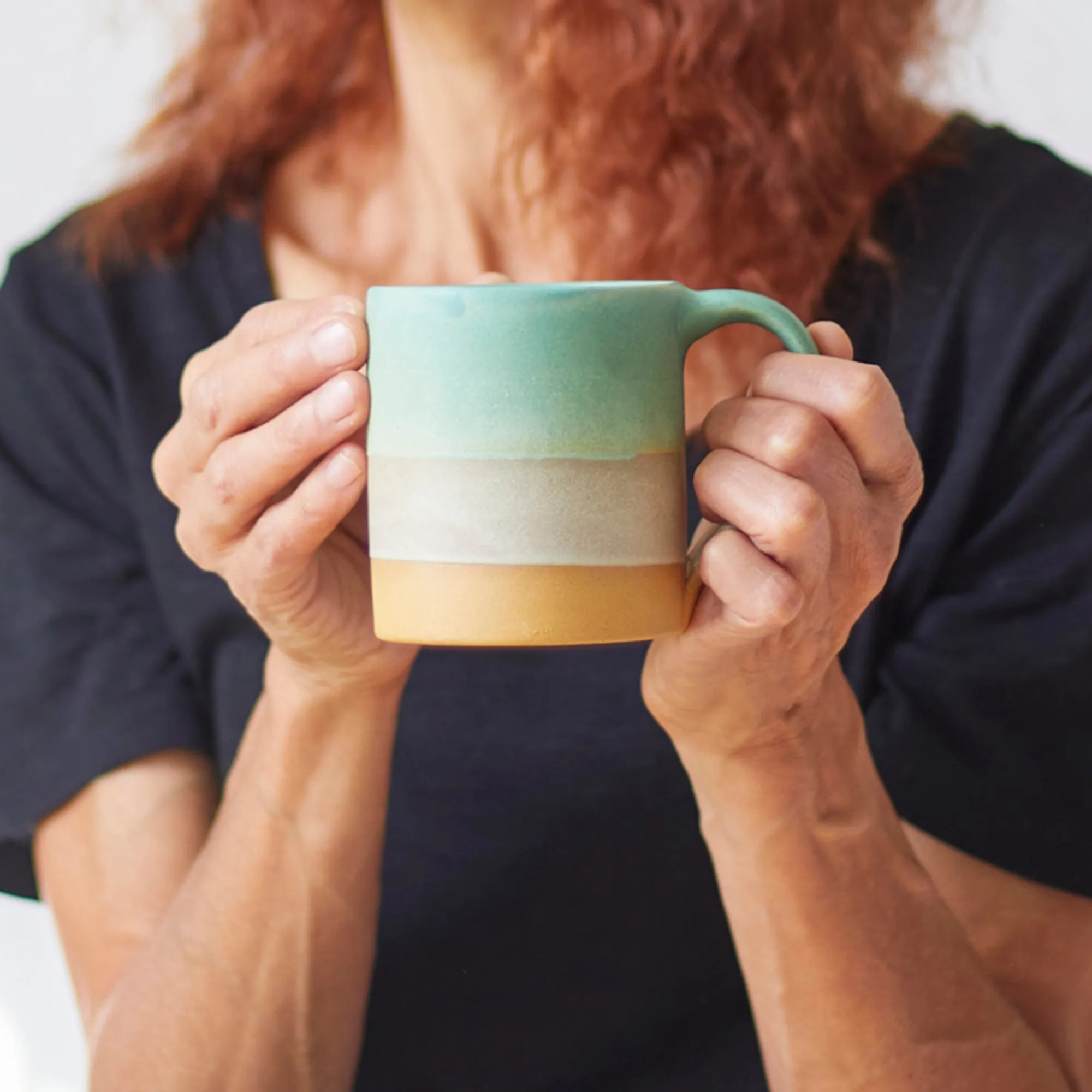 YALU Part Glazed Three Tone Ombre Stoneware Mug