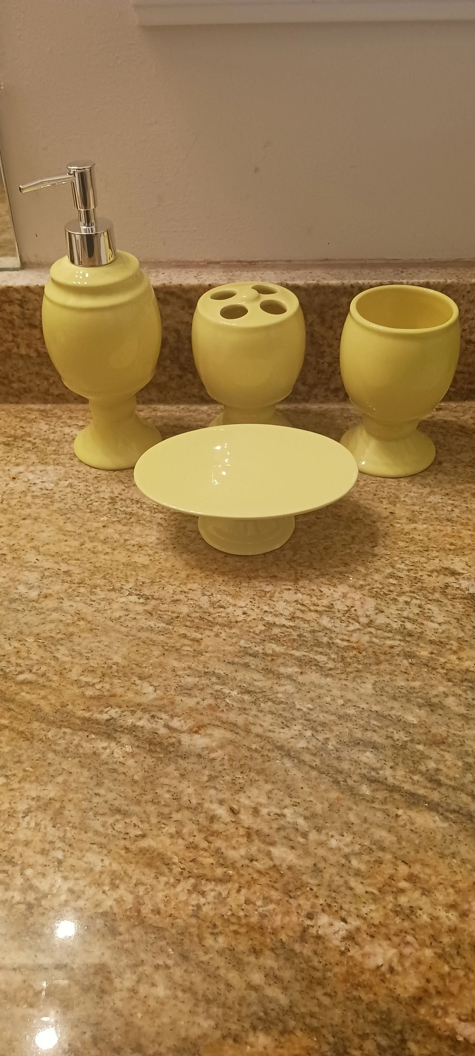 Yellow or Pink Ceramic Bathroom Accessory Set