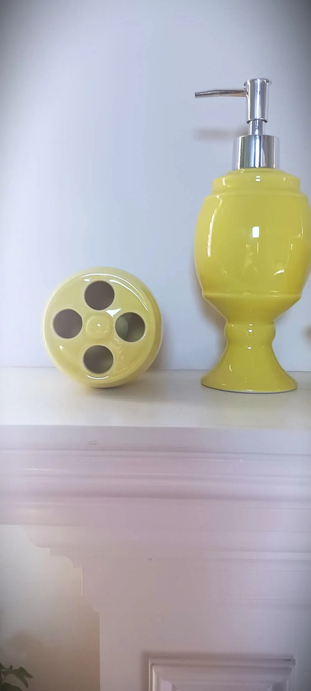 Yellow or Pink Ceramic Bathroom Accessory Set