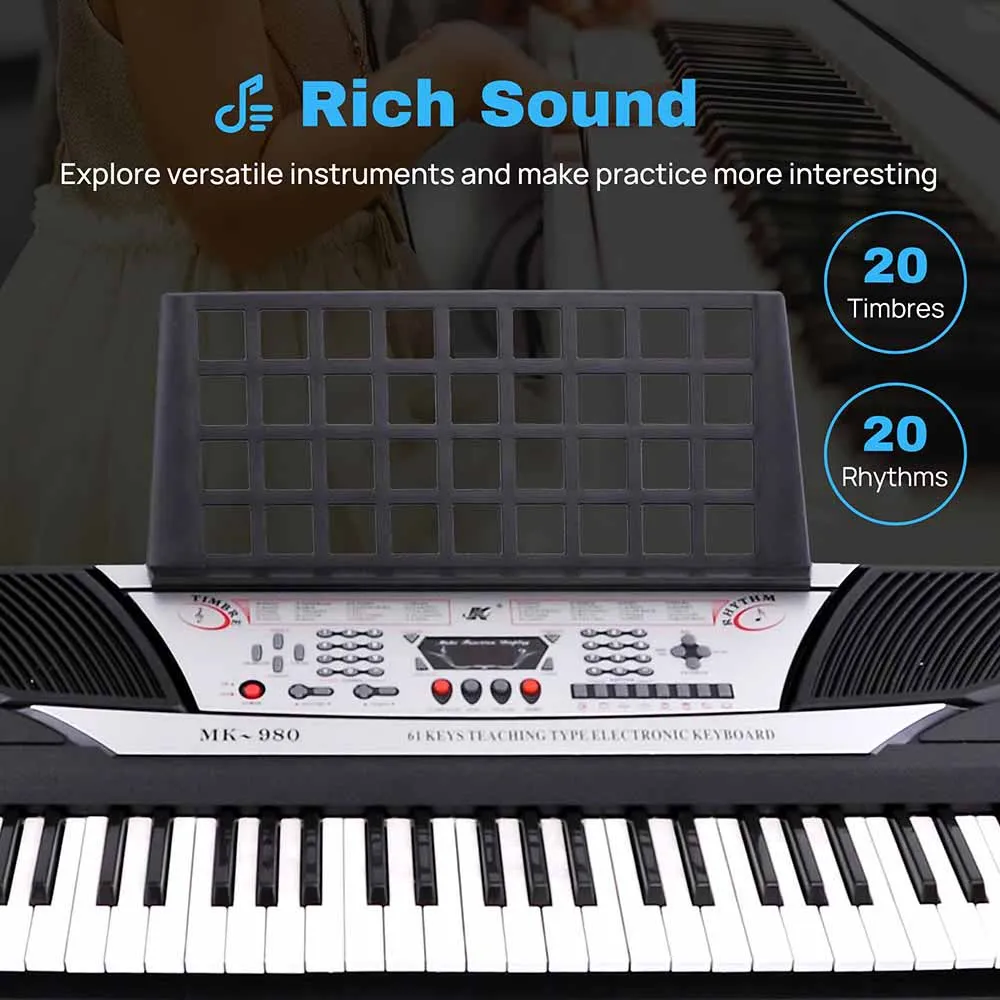 Yescom Musical Electronic Keyboard 61 Keys Instrument Black