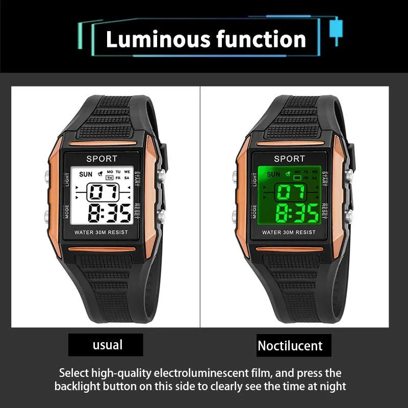 YIKAZE Military Sports Watches Electronic Men Watch Retro Men's Digital Watch Alarm Chrono Clock 3Bar Waterproof Wristwatch